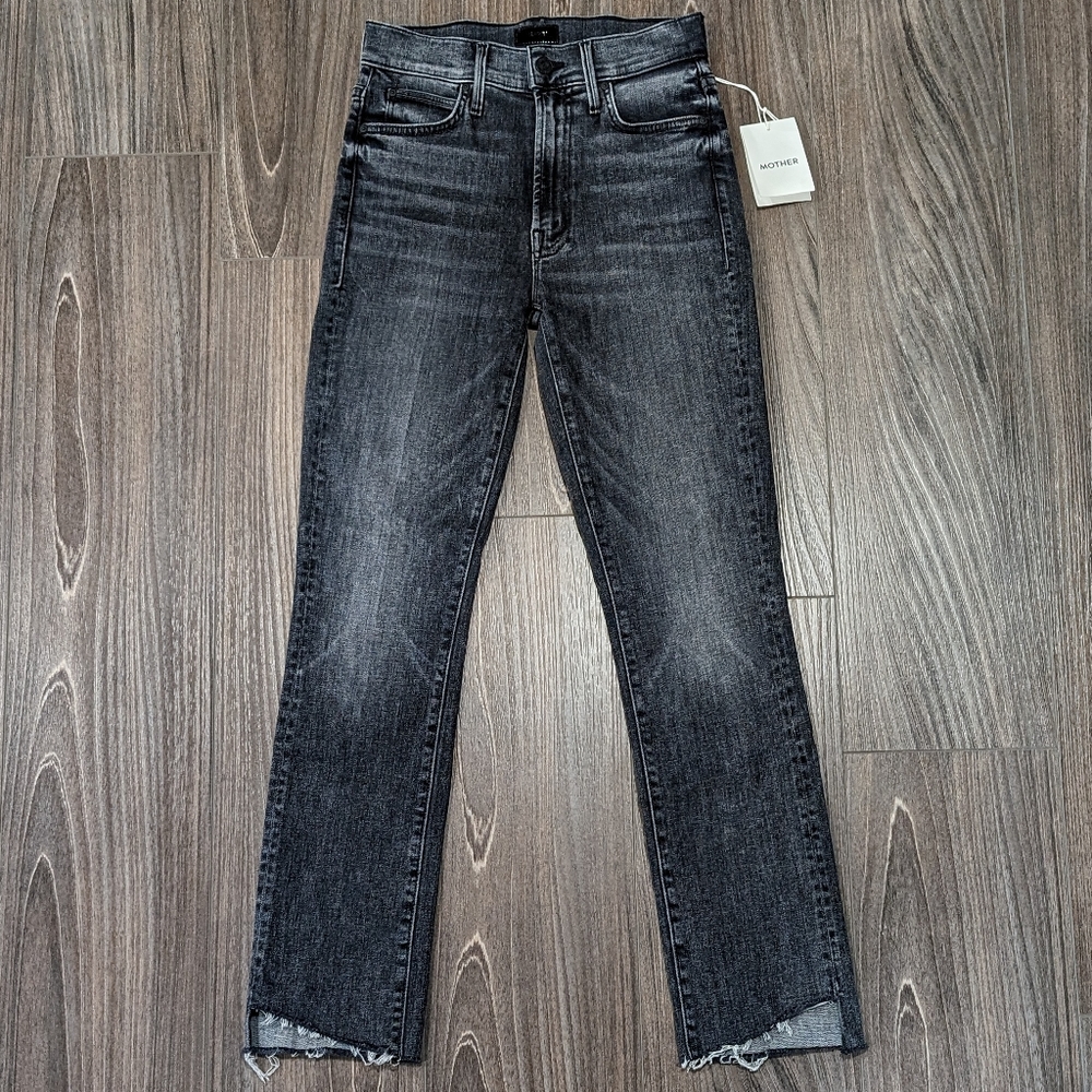 NWT Mother High Waisted Rascal Ankle Step Fray Jeans Night Garden Size 24